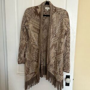 Lucky Brand small long sleeved cardigan with fringe detail